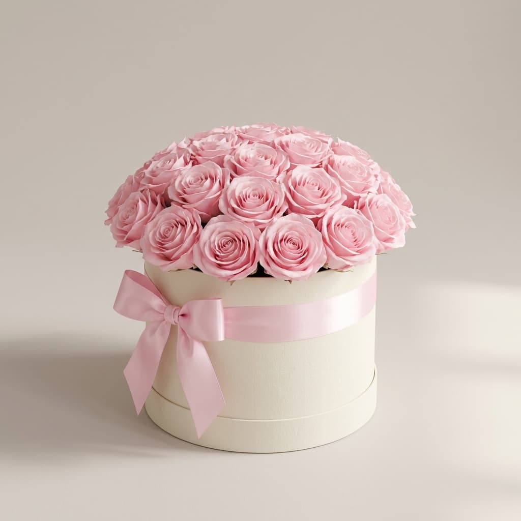 Baby Pink Roses Hat Box